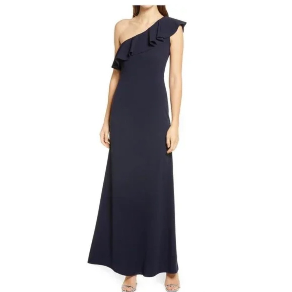 Lulu's One-Shoulder Navy Dress